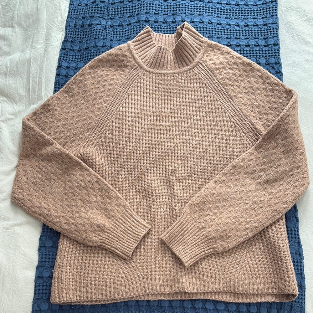Calvin Klein Textured Beige Turtleneck Sweater